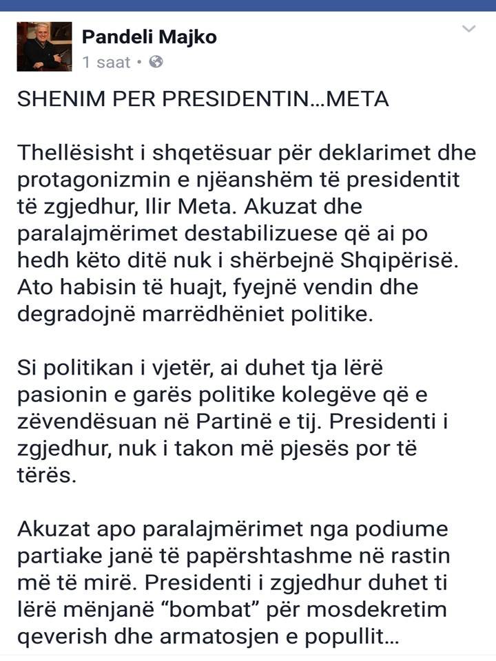 PANDELI MAJKO: MBLIDHE MENDJEN E BËHU BURRË SHTETI