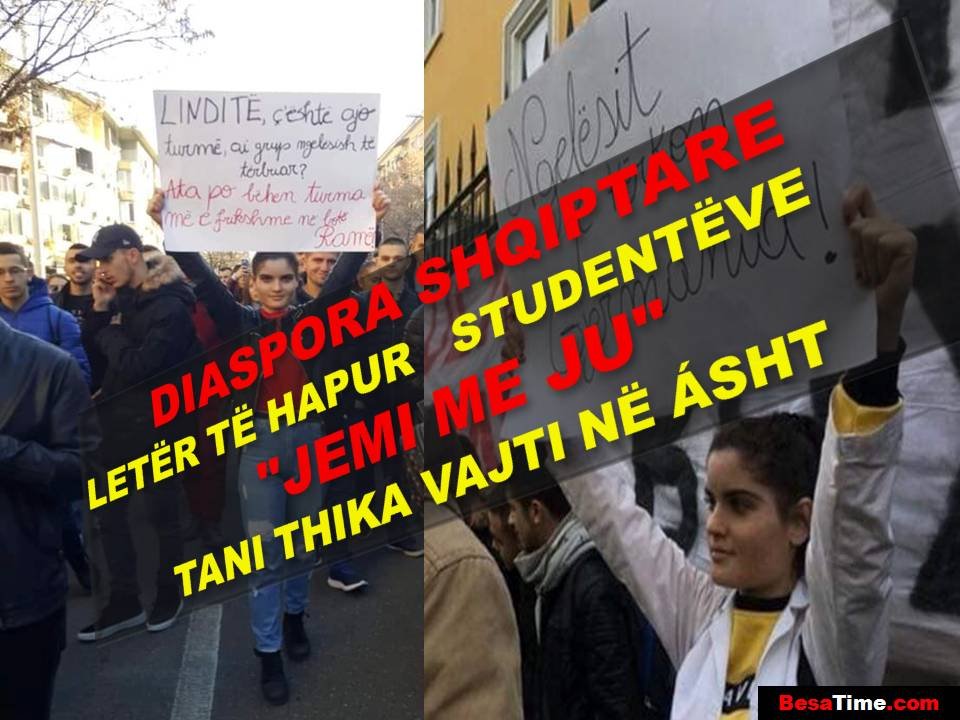 DIASPORA LETËR TË HAPUR STUDENTËVE "JEMI ME JU / THIKA VAJTI  NË ÁSHT"